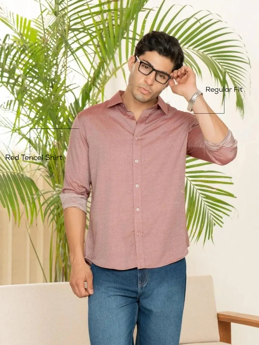 Red Tencel Shirt – Regular Fit - Image 4