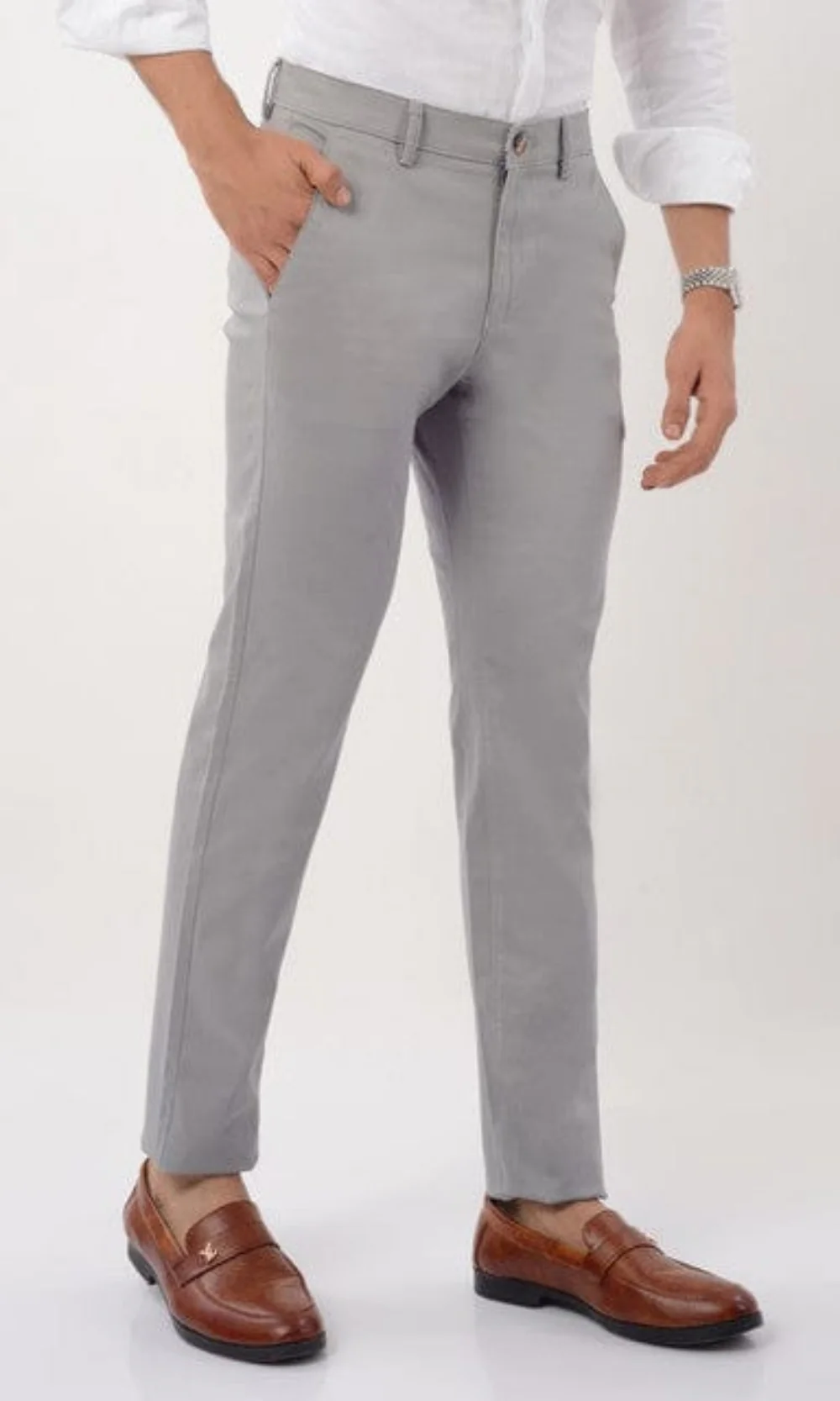Men's Slim Fit Formal Trouser - Grey - Image 4