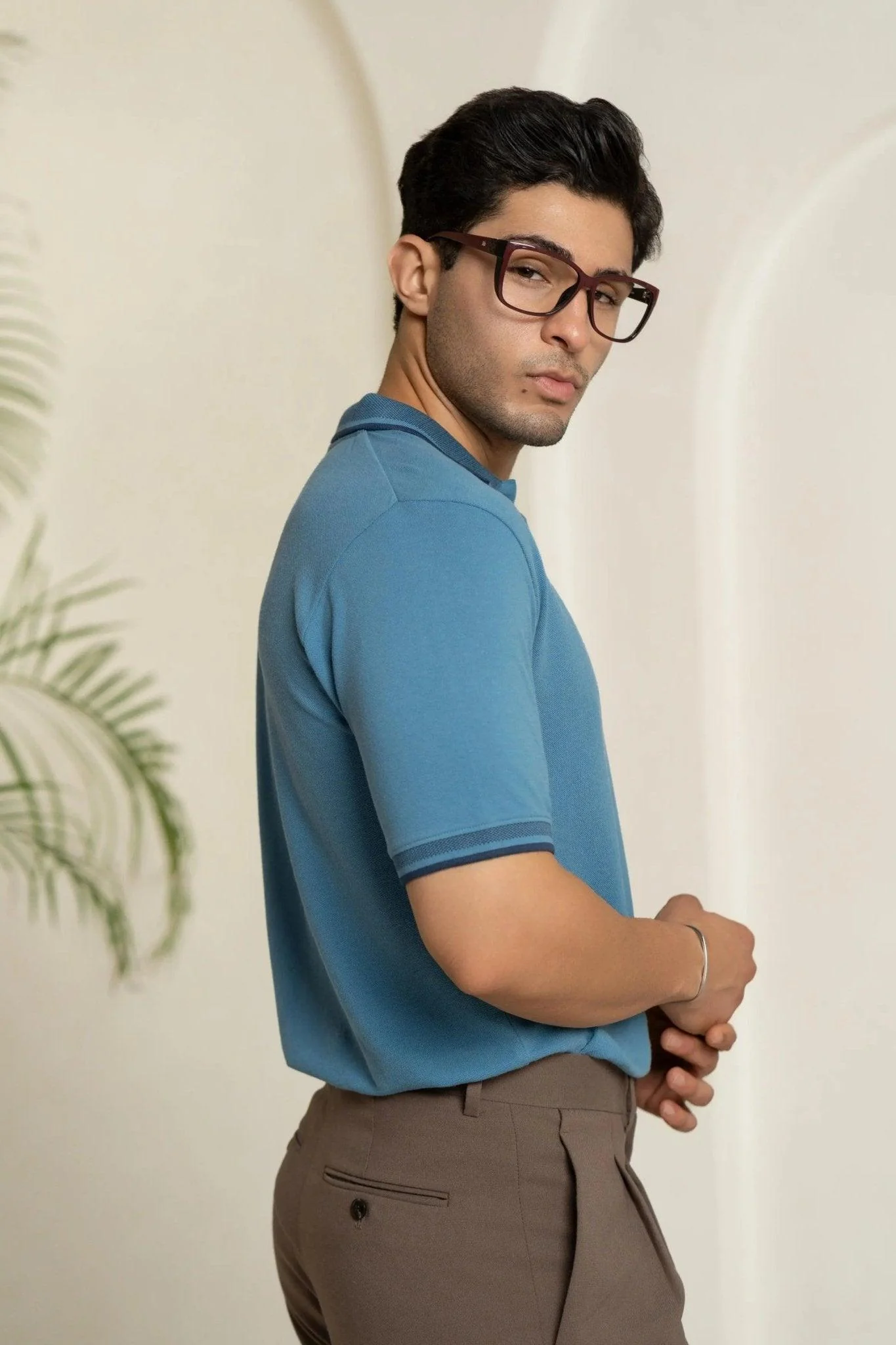 Blue Heaven Bamboo Cotton Polo T-Shirt – Jacquard Collar - Image 9