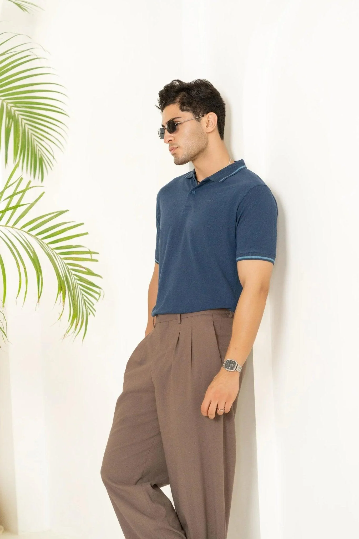 Insignia Blue Bamboo Cotton Polo T-Shirt – Tipping Collar - Image 6