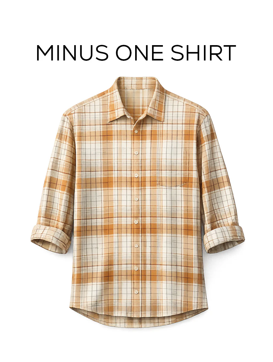 Mustard Checkered Cotton Shirt – Loose Fit, Full Sleeves - Image 2