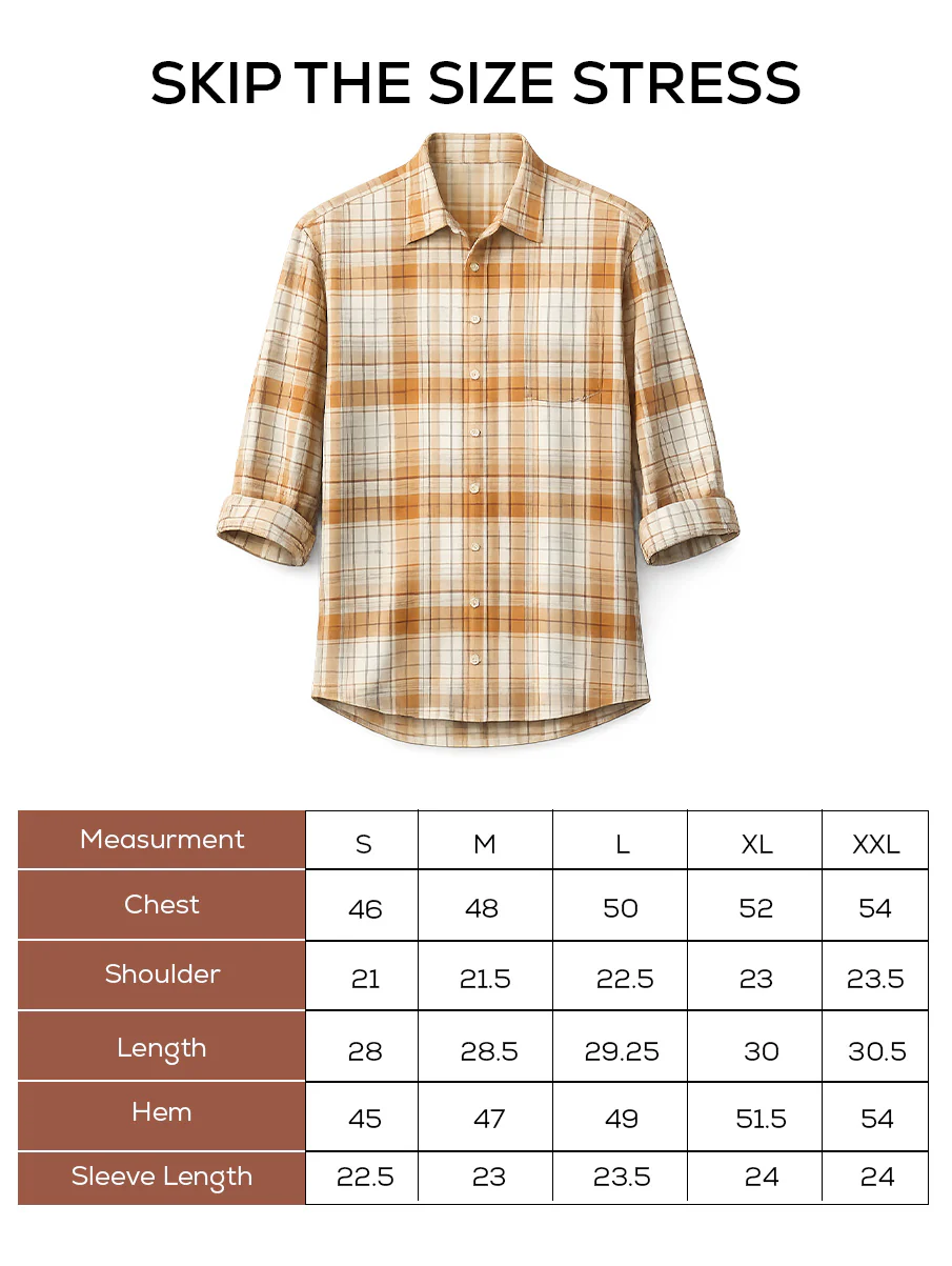 Mustard Checkered Cotton Shirt – Loose Fit, Full Sleeves - Image 5
