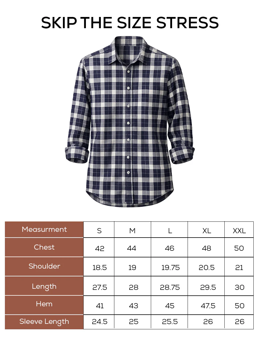 Navy Checkered Cotton Shirt – Regular Fit, Full Sleeves - Image 5
