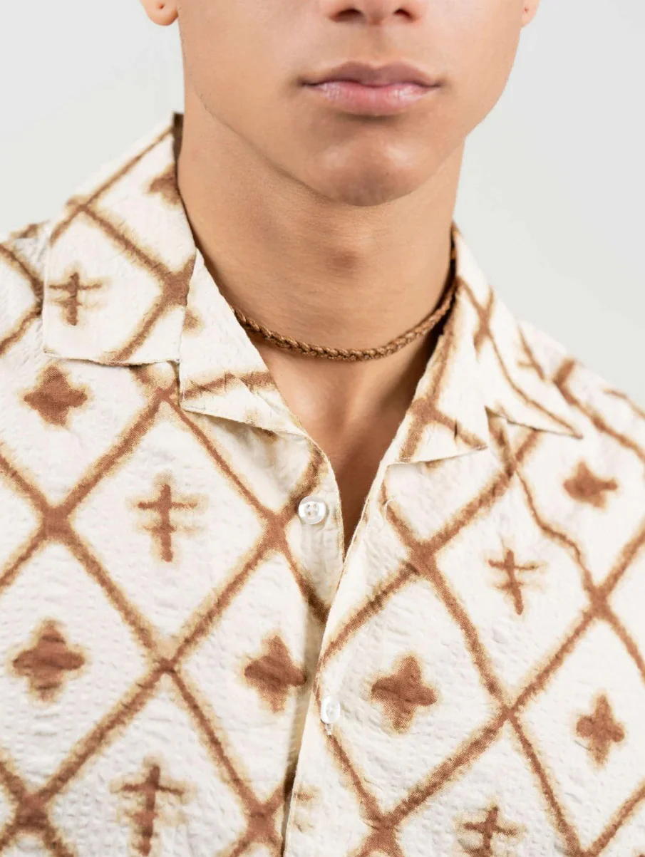 Off-White Printed Cuban Collar Shirt – Loose Fit - Image 6