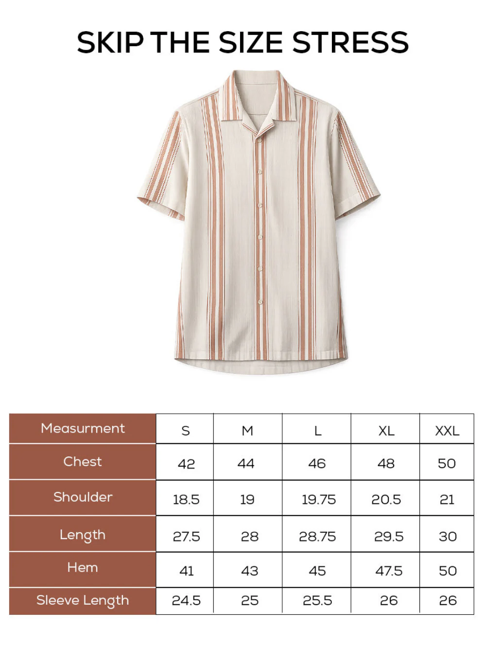 Off-White Striped Cotton Cuban Collar Shirt – Regular Fit, Half Sleeves - Image 5