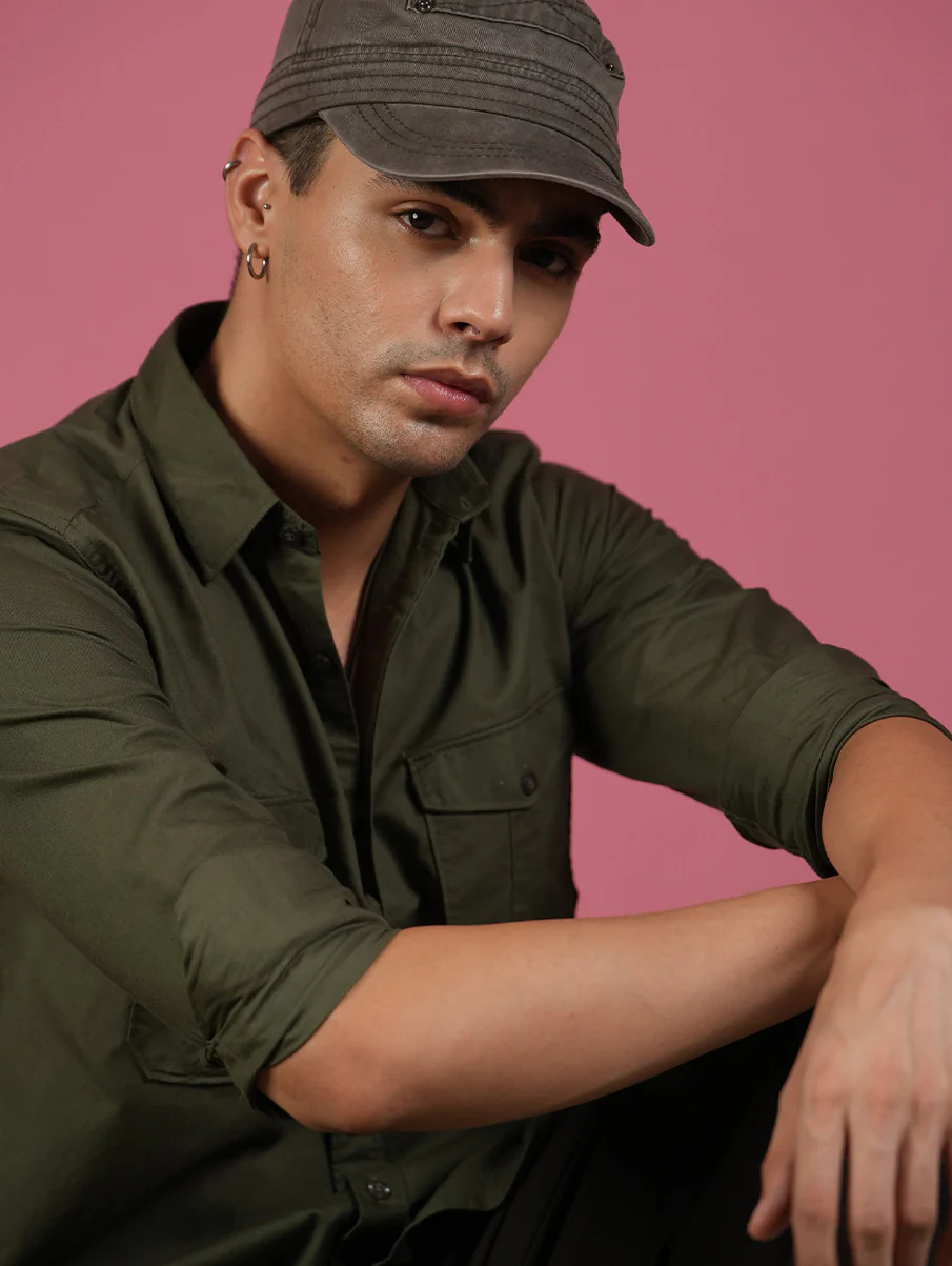 Full Sleeve Safari Shirt – Olive Green - Image 6