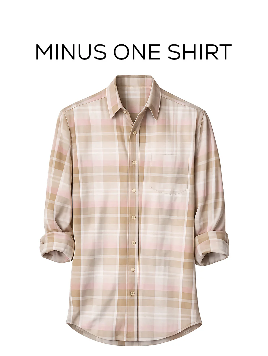 Beige Checked Collar Shirt - Image 2