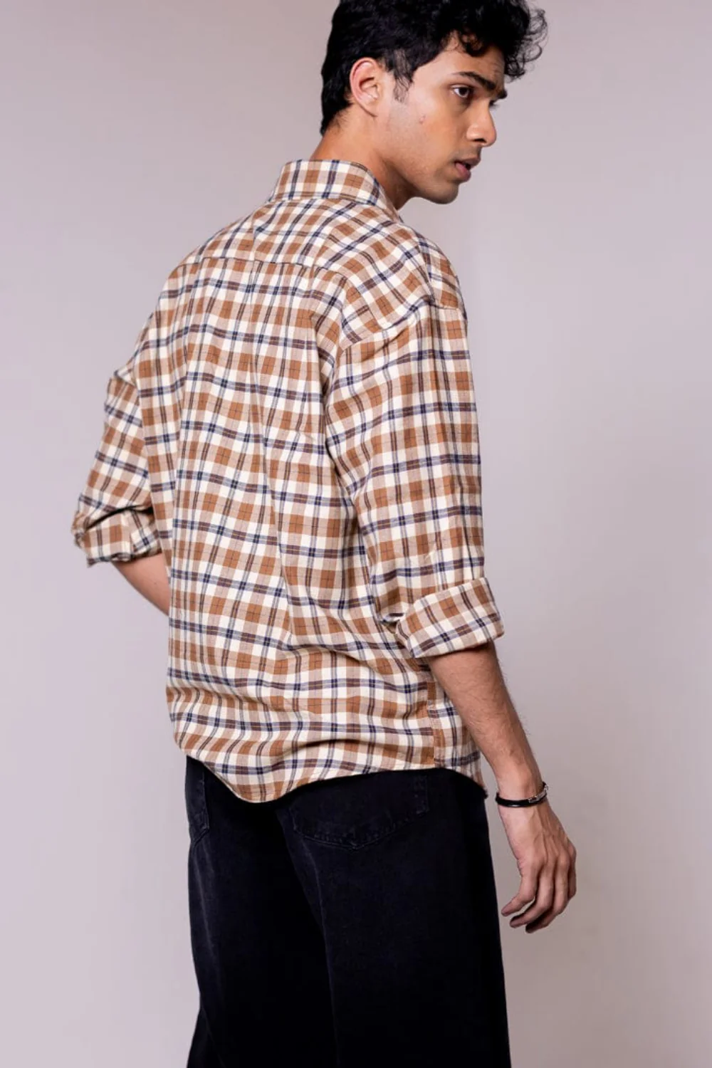 Oversized Brown Checked Shirt - Image 2