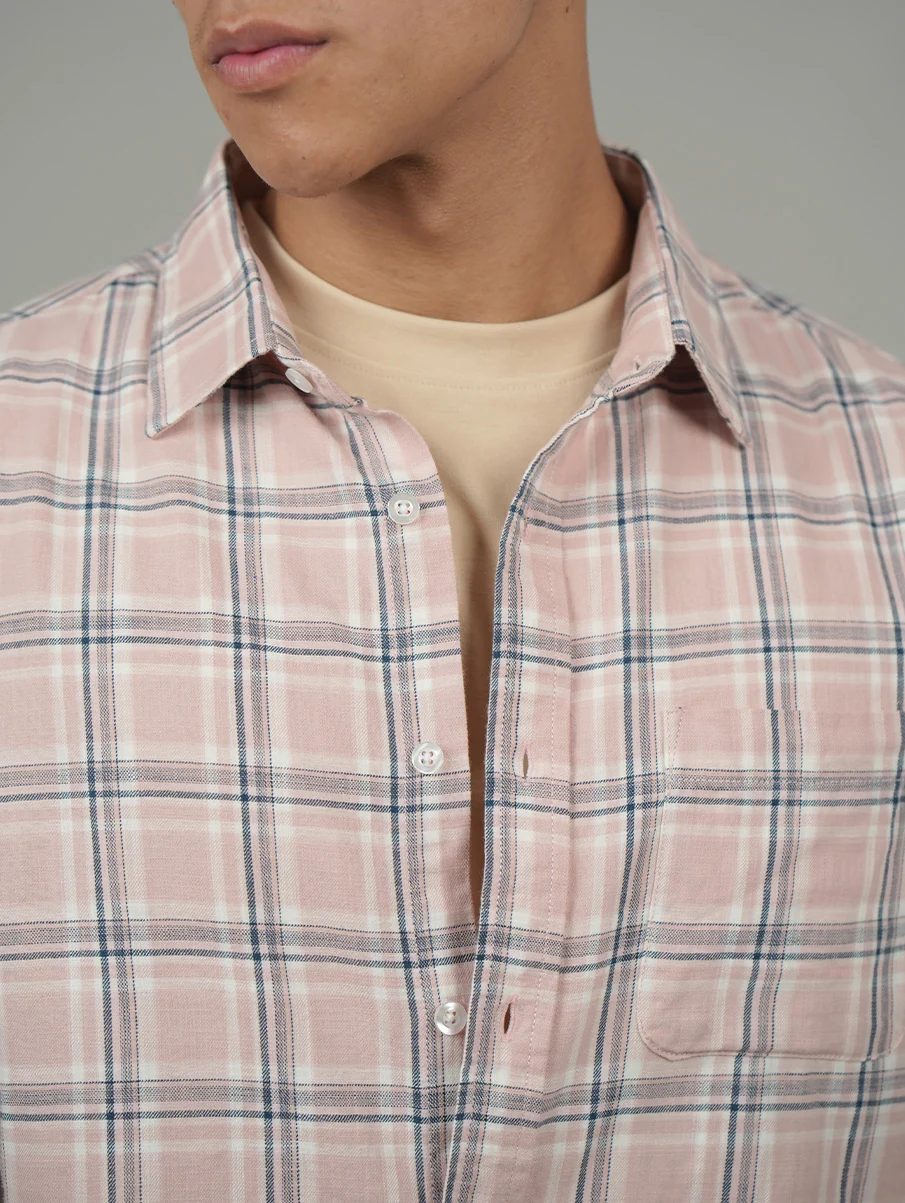 Pink Checked Cotton Shirt – Regular Fit - Image 6