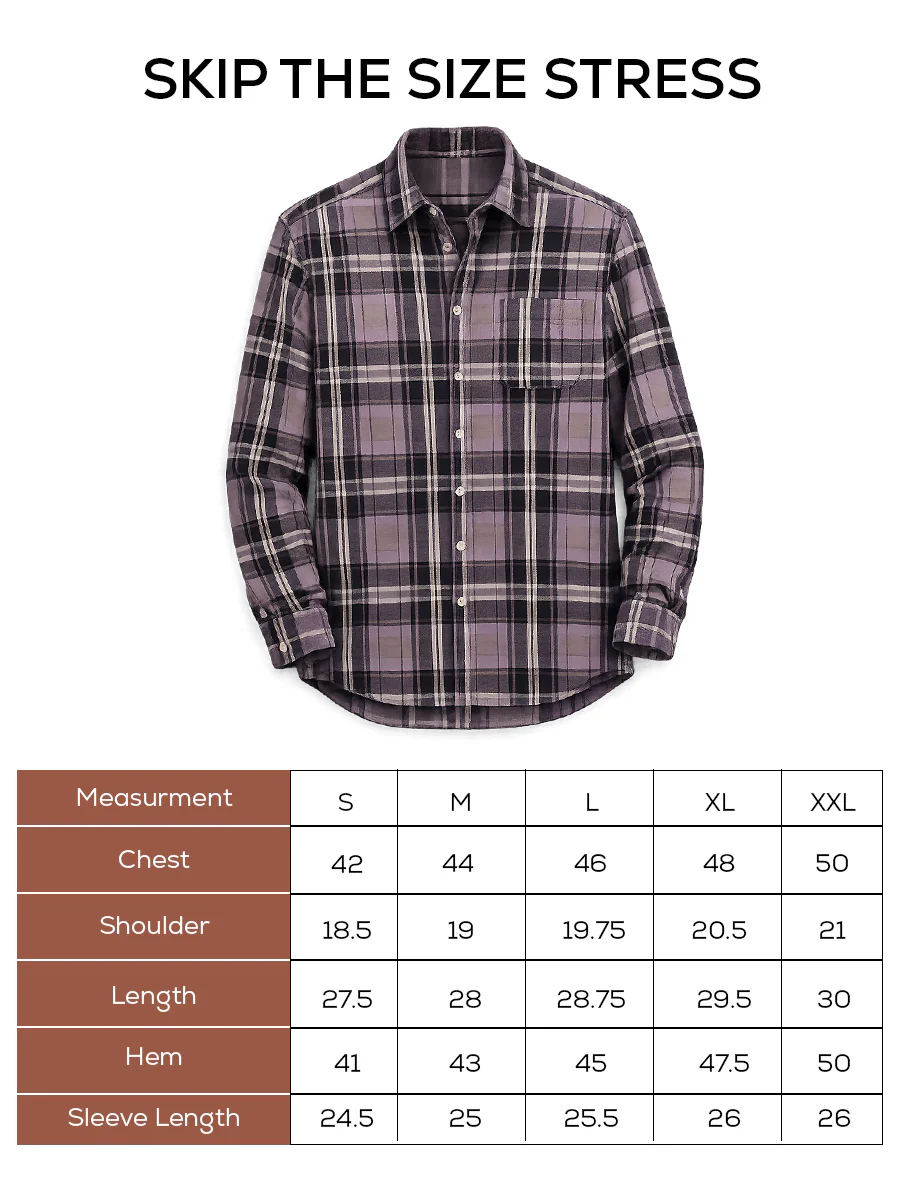 Purple Checkered Brushed Cotton Shacket – Loose Fit, Full Sleeves - Image 5