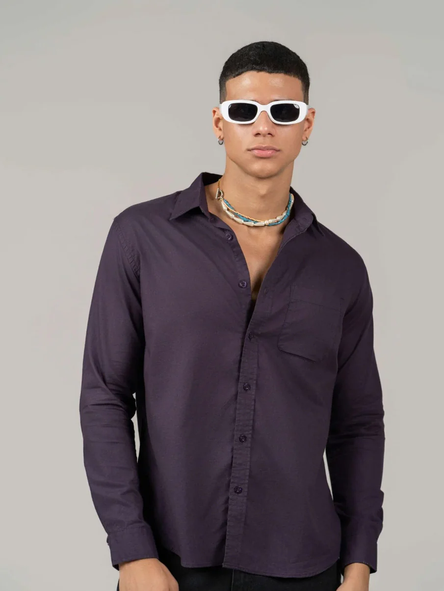 Purple Full Sleeve Cotton Shirt – Regular Fit
