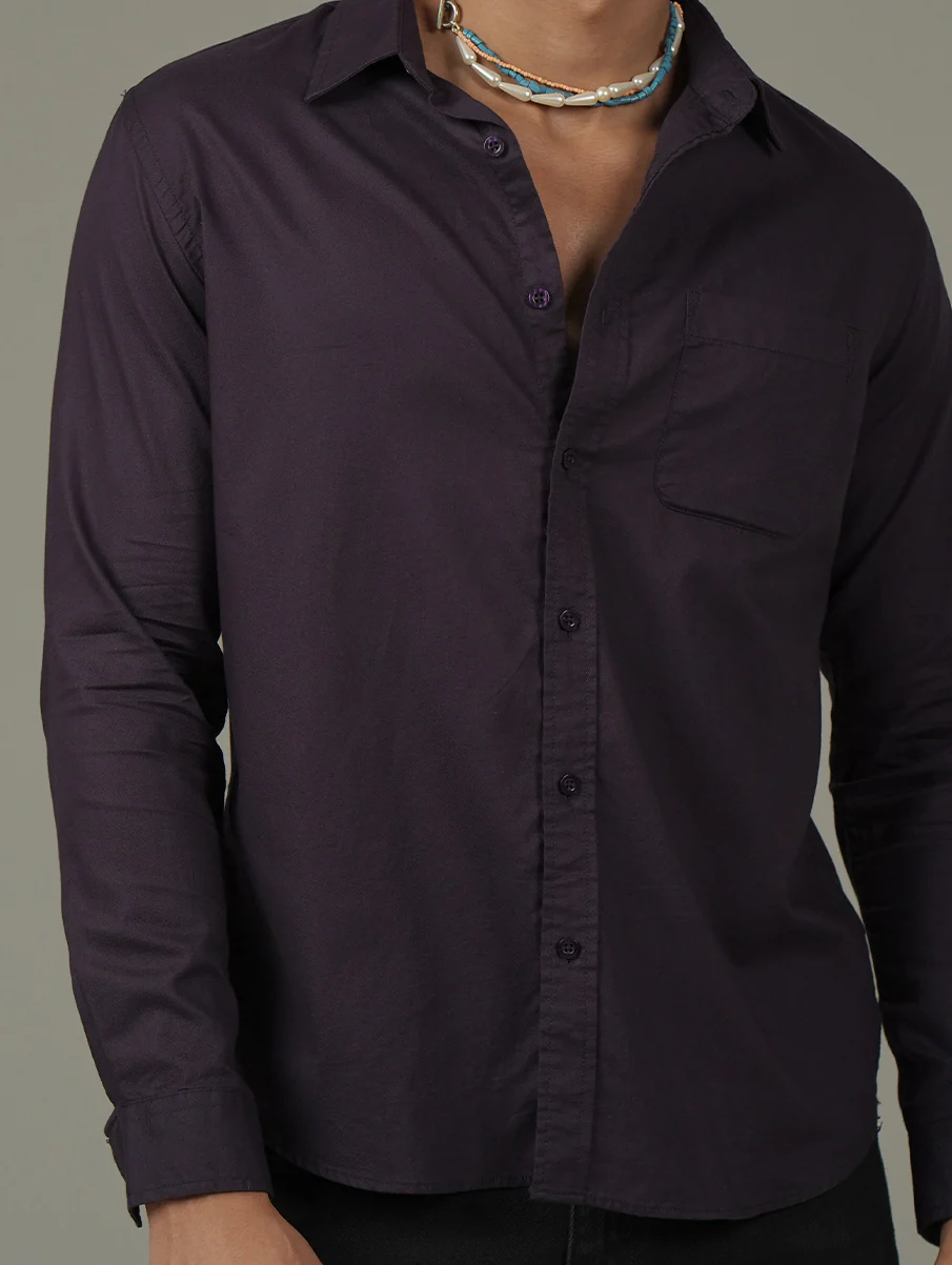 Purple Full Sleeve Cotton Shirt – Regular Fit - Image 6