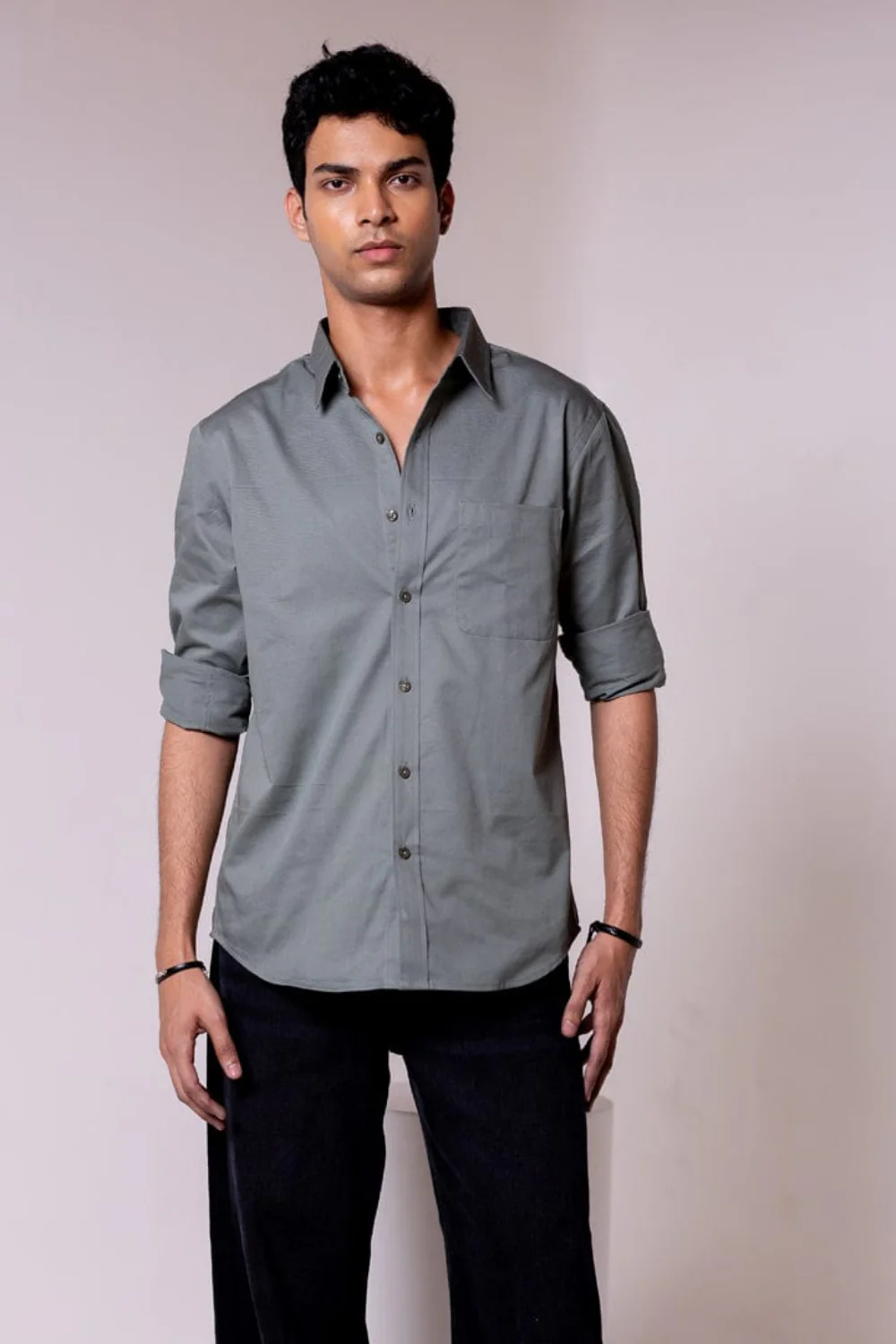 Regular Fit Sea Green Shirt - Image 2