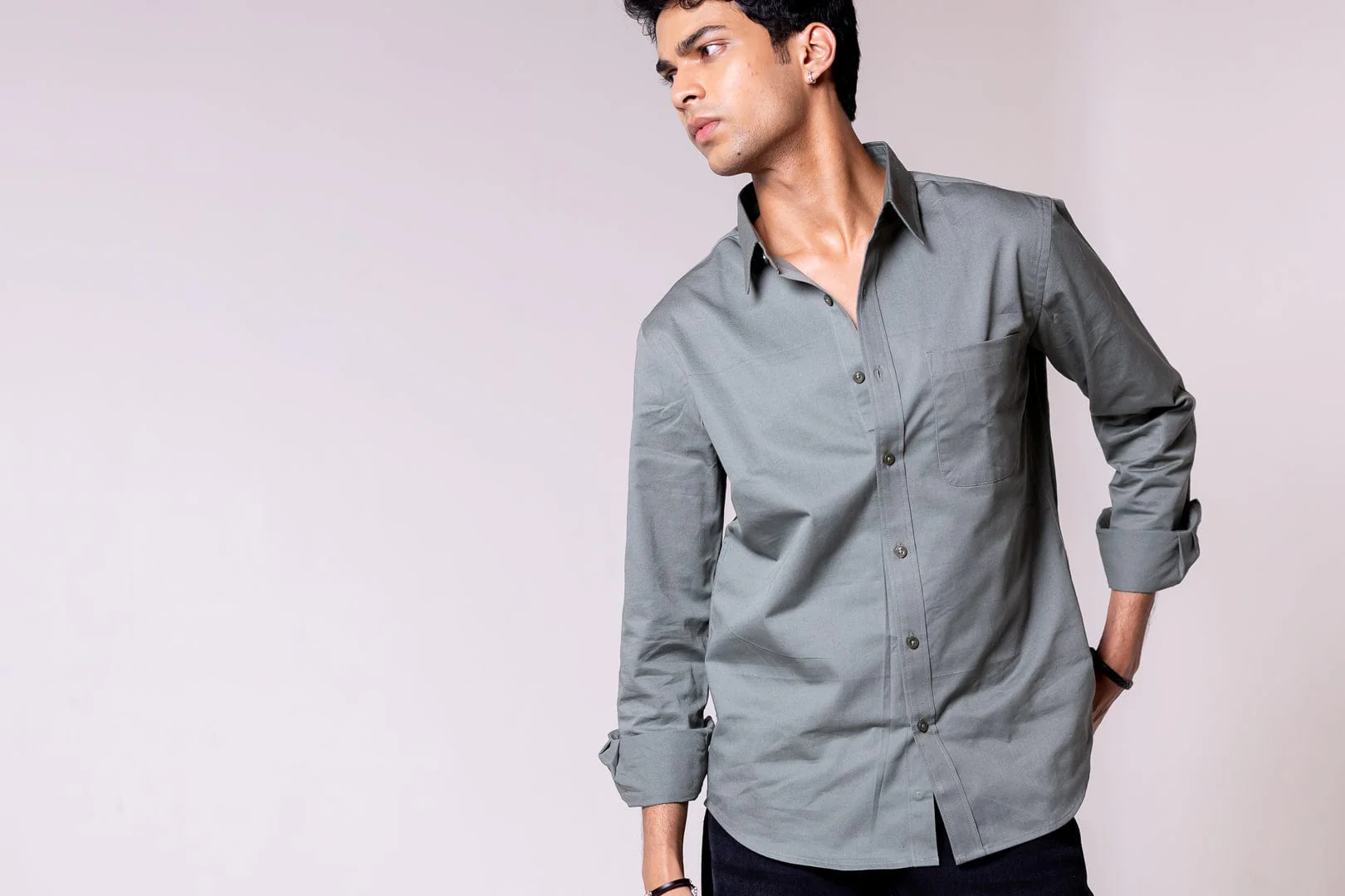 Regular Fit Sea Green Shirt - Image 3