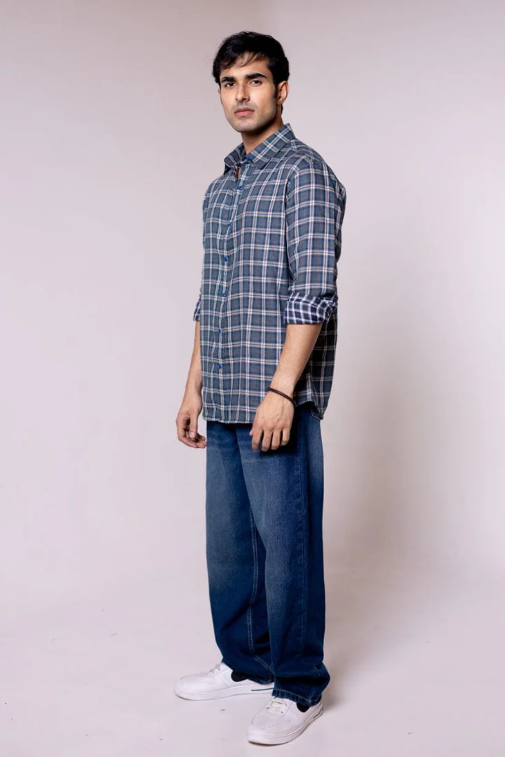 Regular fit Reversible Blue Checkered Shirt - Image 4