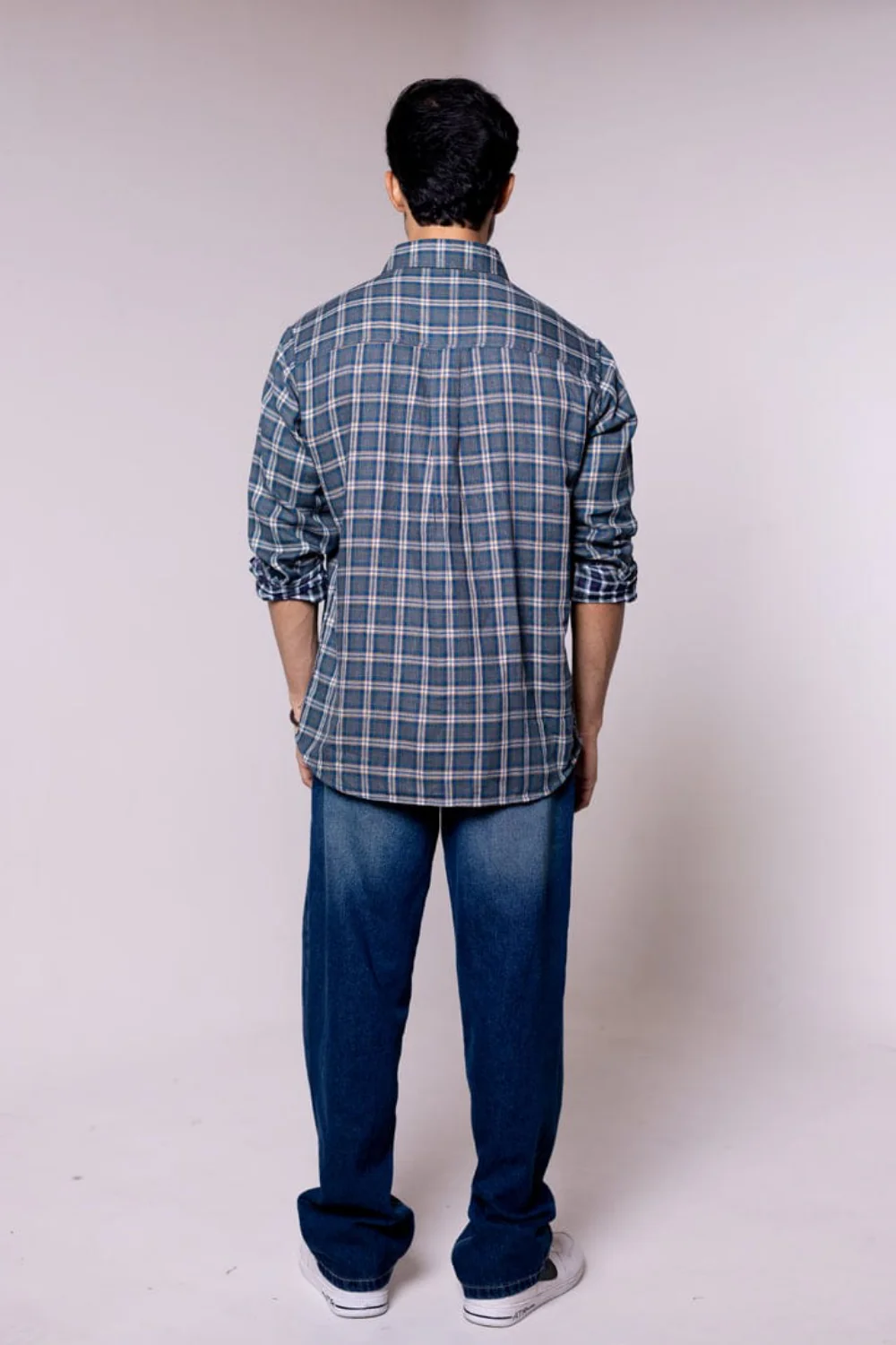Regular fit Reversible Blue Checkered Shirt - Image 5