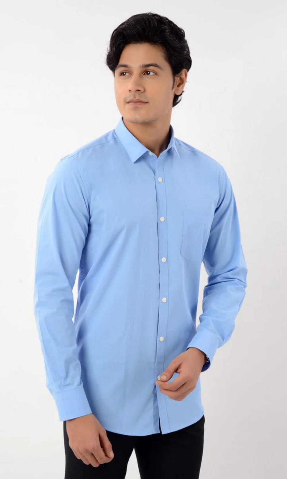 Slim Fit Full Sleeves Shirt- Blue - Image 4
