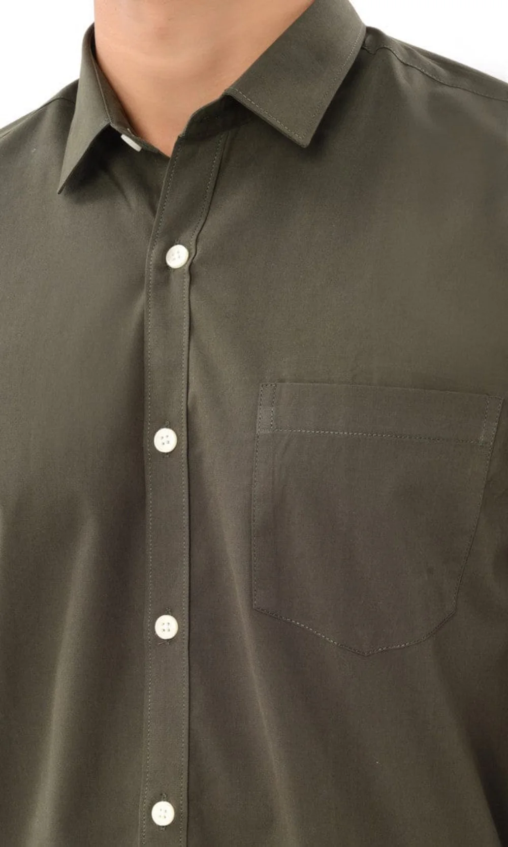 Slim Fit Full Sleeves Shirt-Green - Image 5