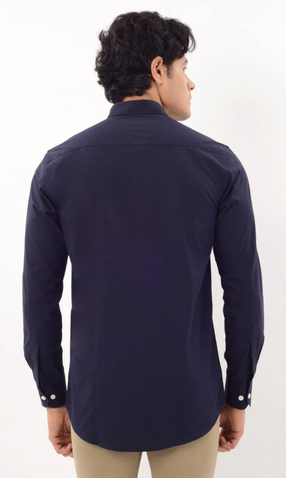 Slim Fit Full Sleeves Shirt-Dark Navy - Image 3
