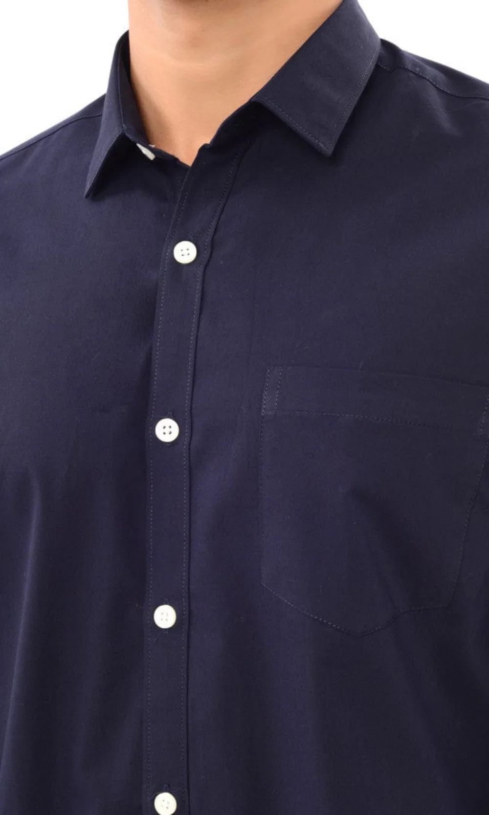 Slim Fit Full Sleeves Shirt-Dark Navy - Image 5