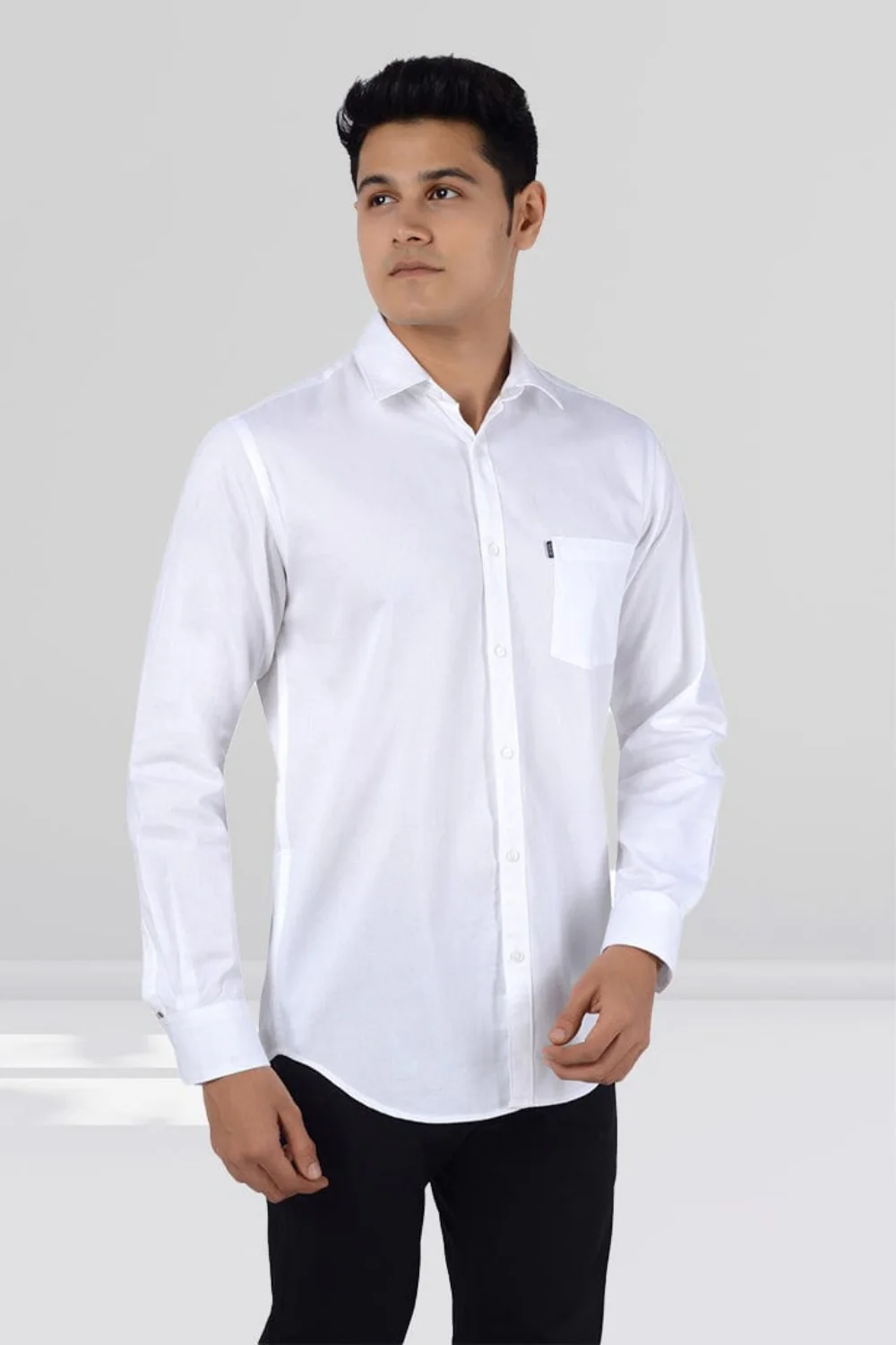 Slim Fit Full Sleeves Shirt-White - Image 3
