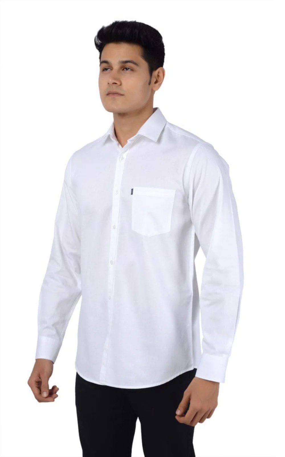 Slim Fit Full Sleeves Shirt-White - Image 5