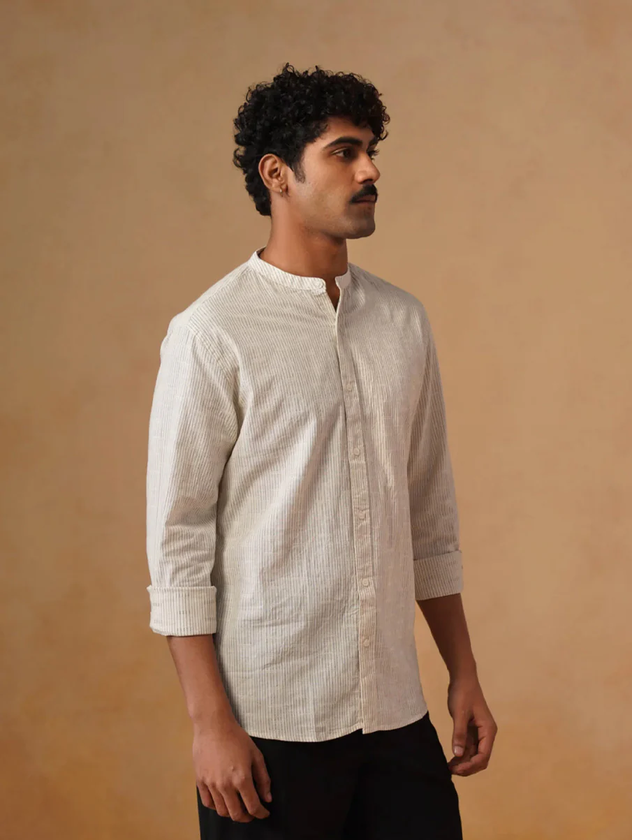 Solid Yellow Cotton Shirt – Regular Fit, Full Sleeves - Image 3