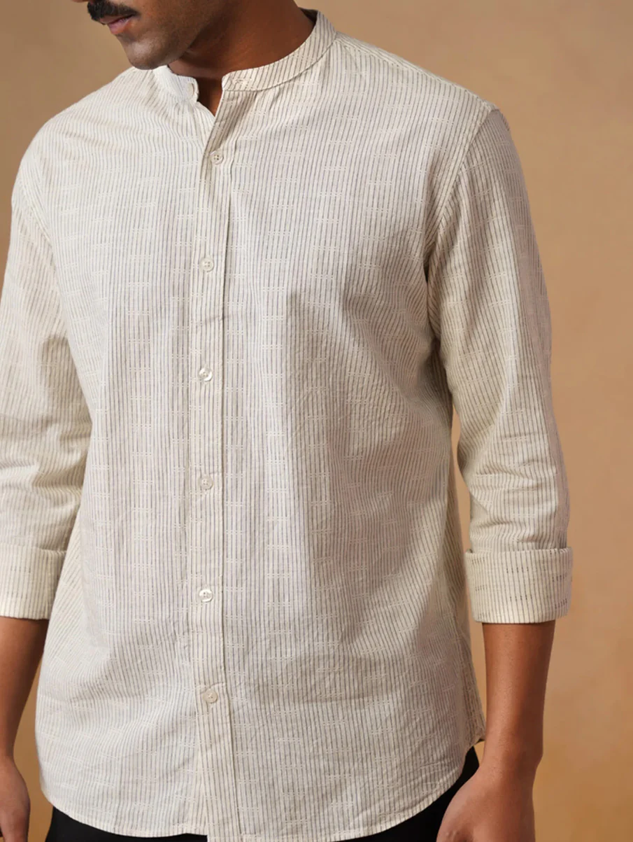 Solid Yellow Cotton Shirt – Regular Fit, Full Sleeves - Image 6
