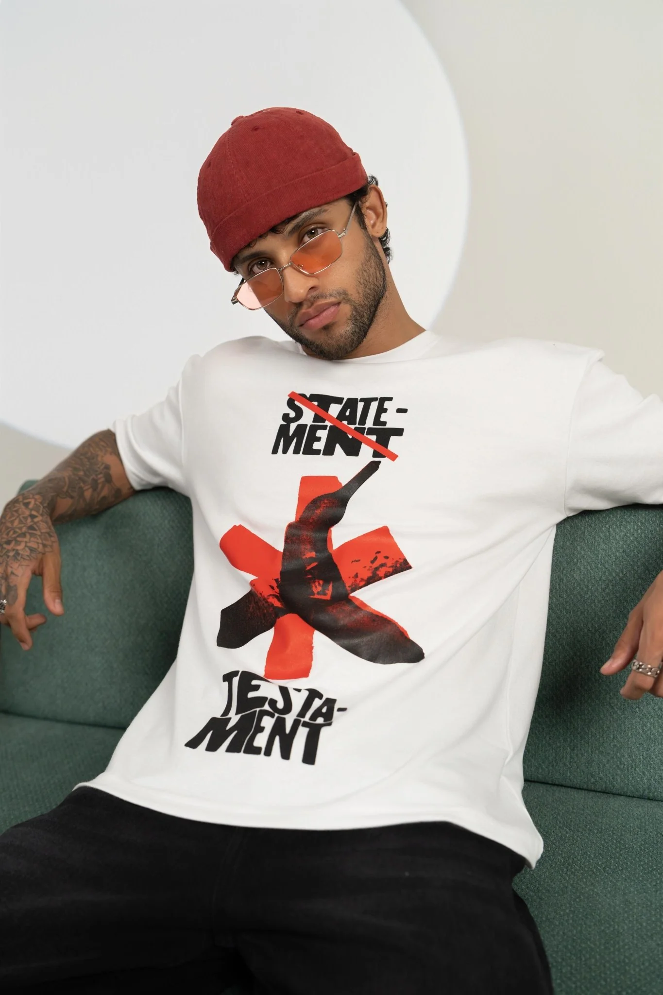 STATEMENT TESTAMENT Printed Graphic Oversized Tee