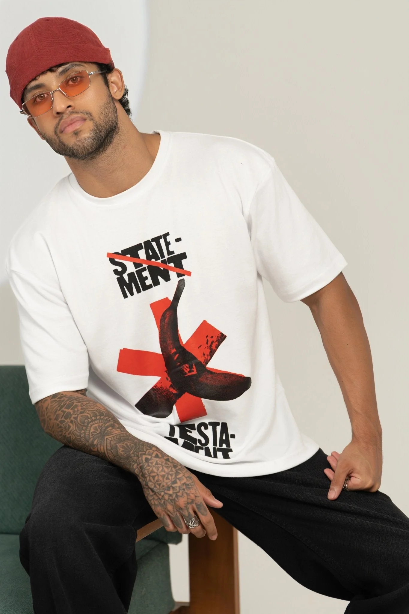 STATEMENT TESTAMENT Printed Graphic Oversized Tee - Image 2