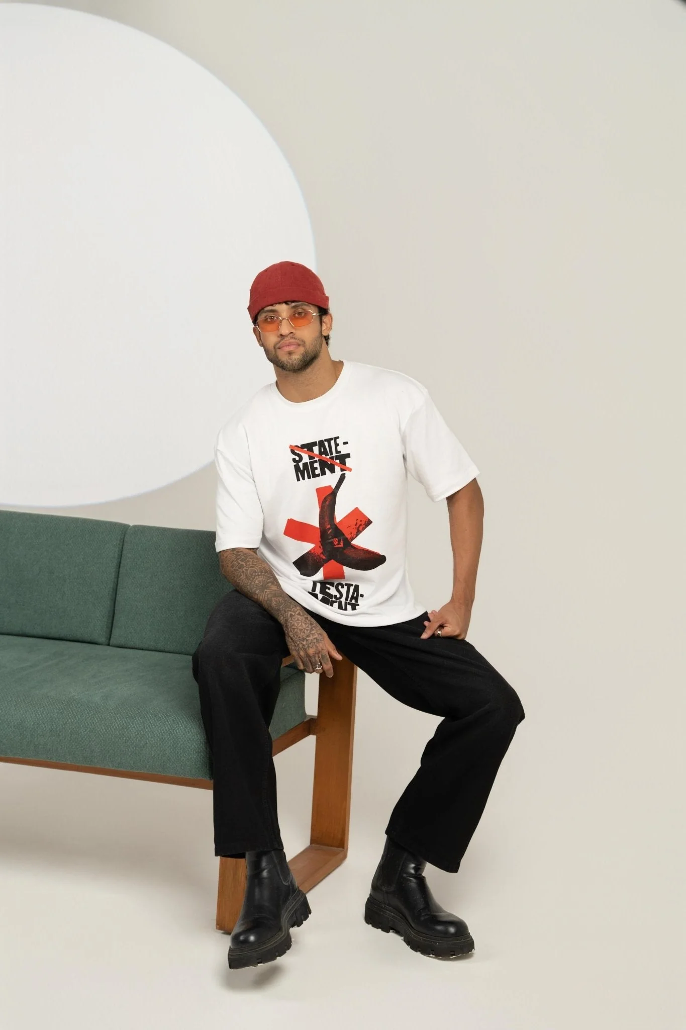 STATEMENT TESTAMENT Printed Graphic Oversized Tee - Image 3