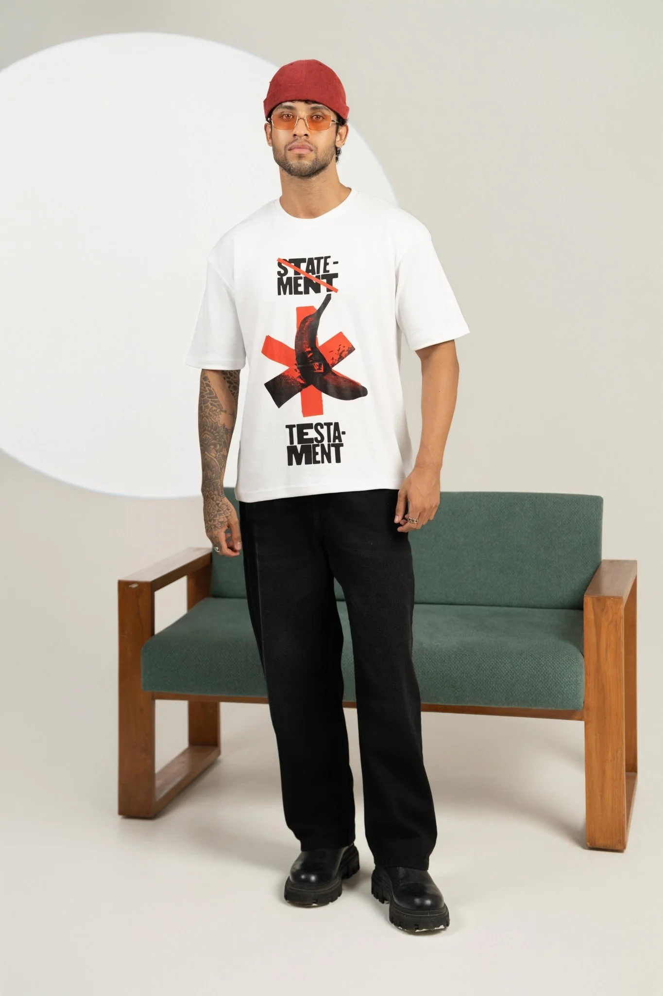STATEMENT TESTAMENT Printed Graphic Oversized Tee - Image 4