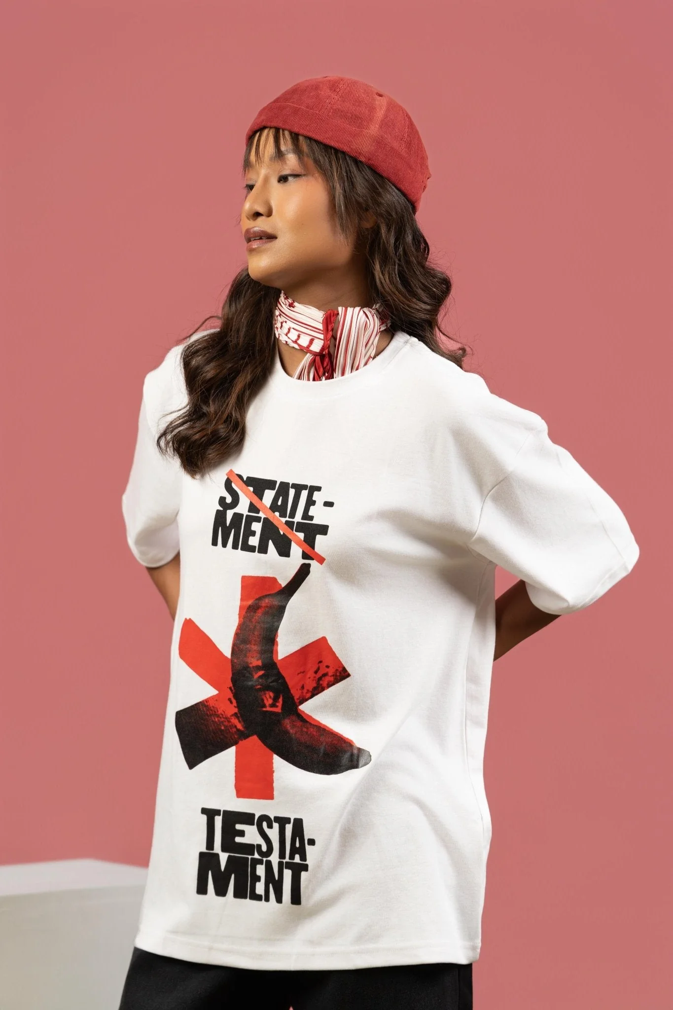 STATEMENT TESTAMENT Printed Graphic Oversized Tee - Image 2