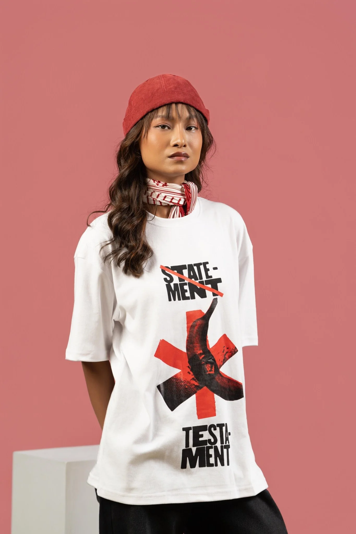 STATEMENT TESTAMENT Printed Graphic Oversized Tee - Image 3