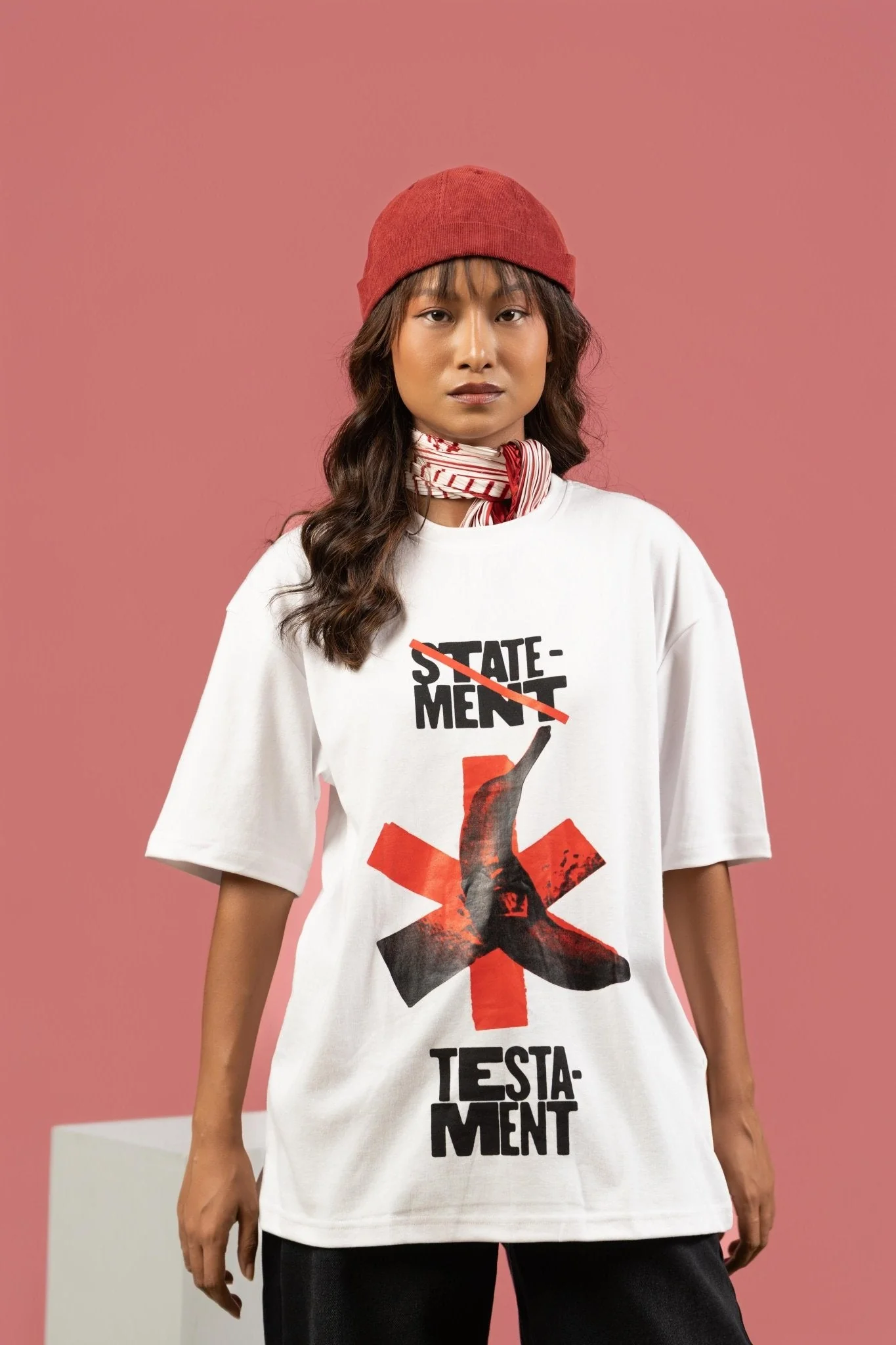 STATEMENT TESTAMENT Printed Graphic Oversized Tee - Image 4