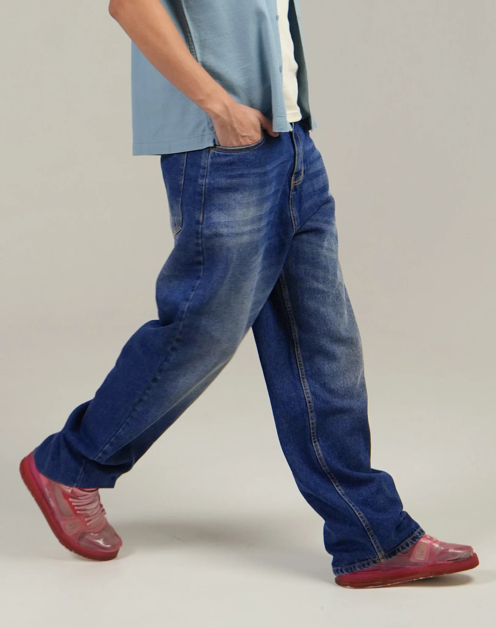 Baggy fit Denim - Mid Blue - Image 3