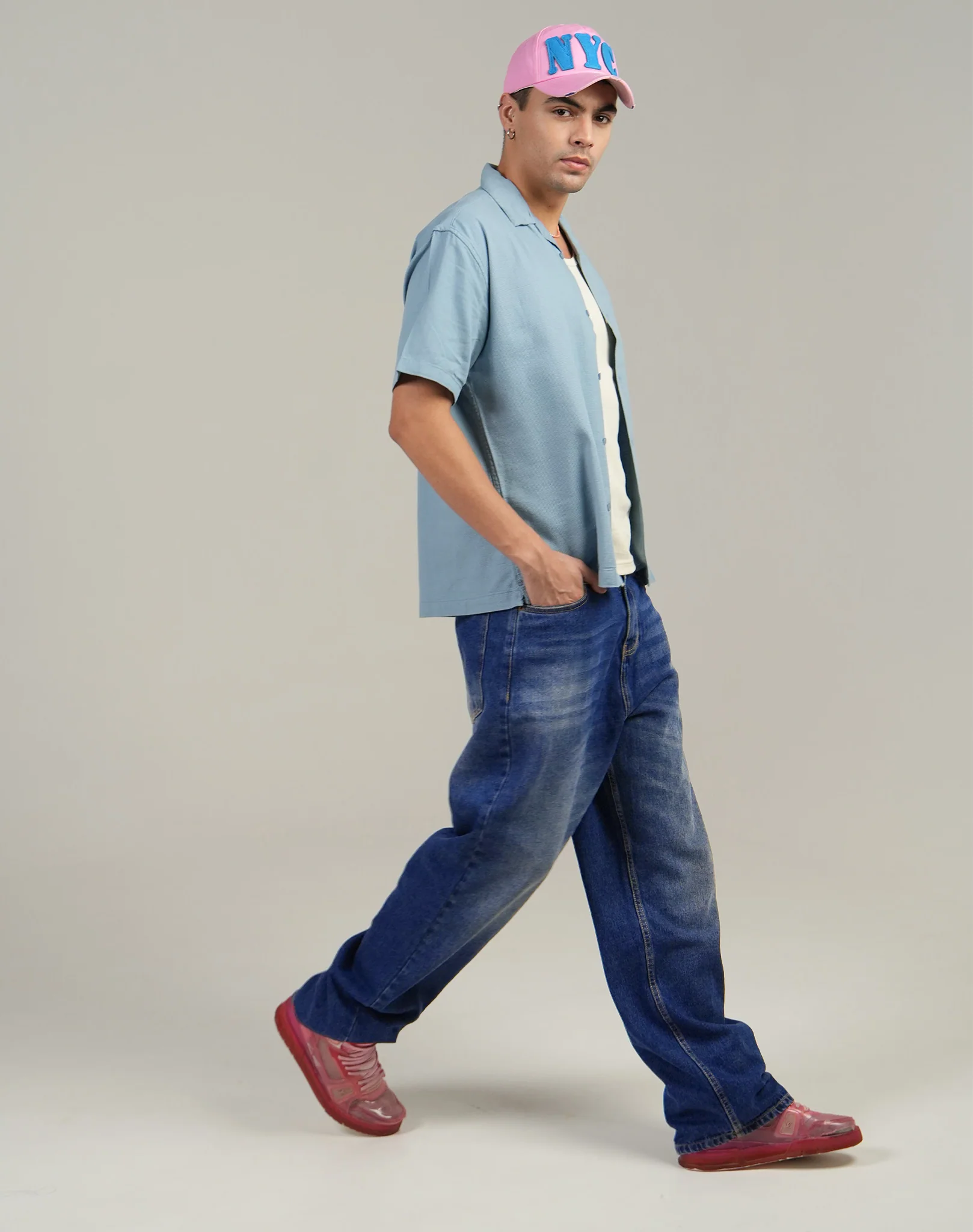 Baggy fit Denim - Mid Blue - Image 4