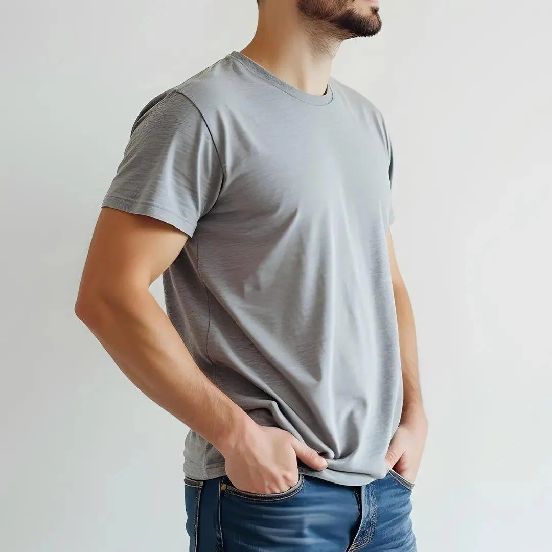 Supima Cotton Crew Neck T-Shirt - Grey - Image 3