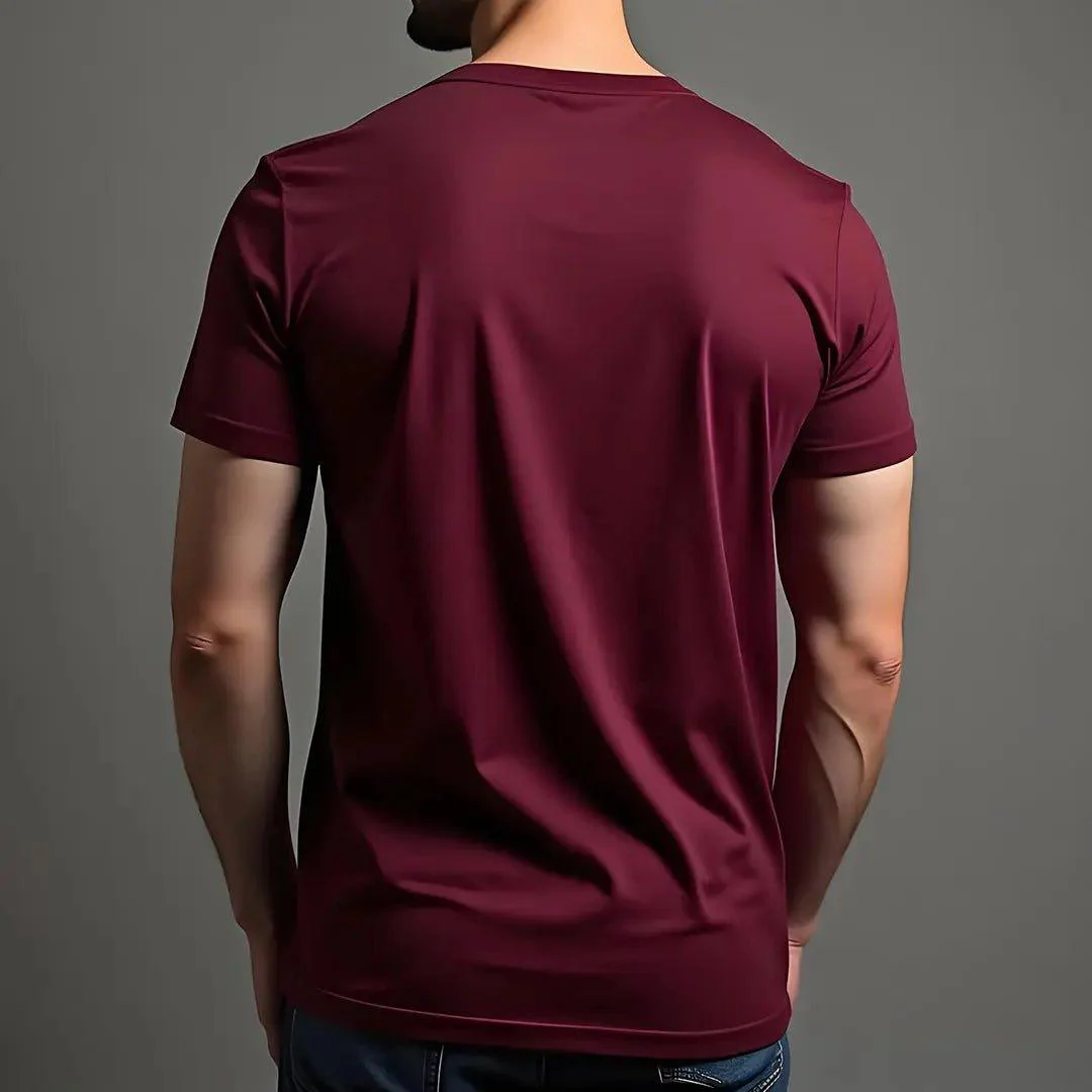 Supima Cotton Crew Neck T-Shirt - Maroon - Image 4