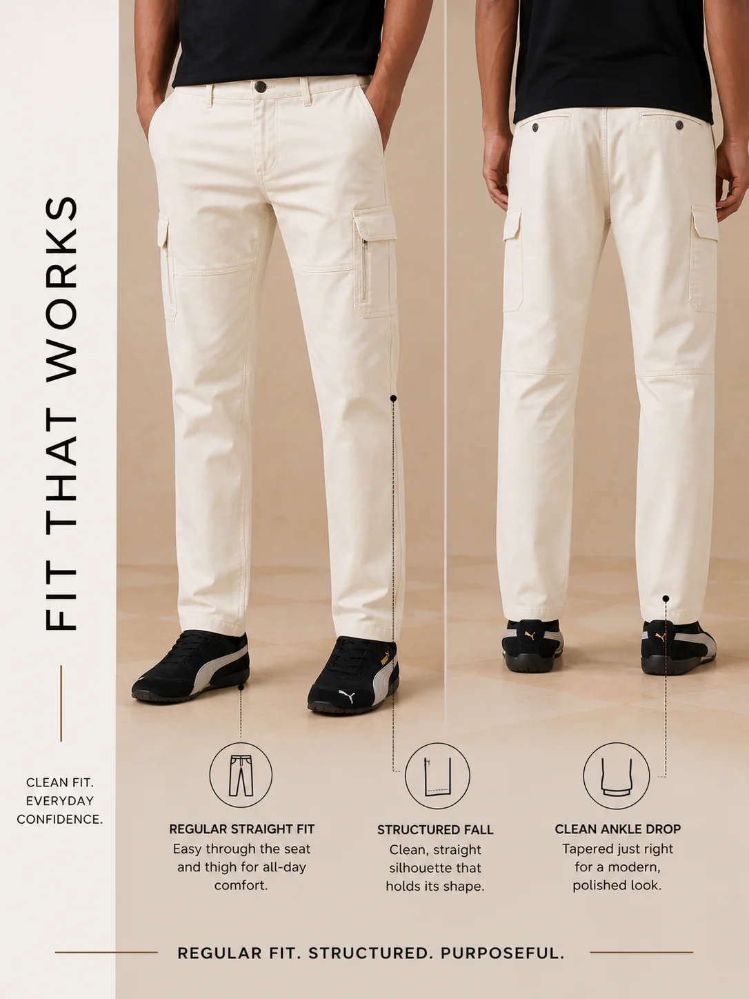 The Regular Fit Pro Cargo Pants - Off White - Image 4