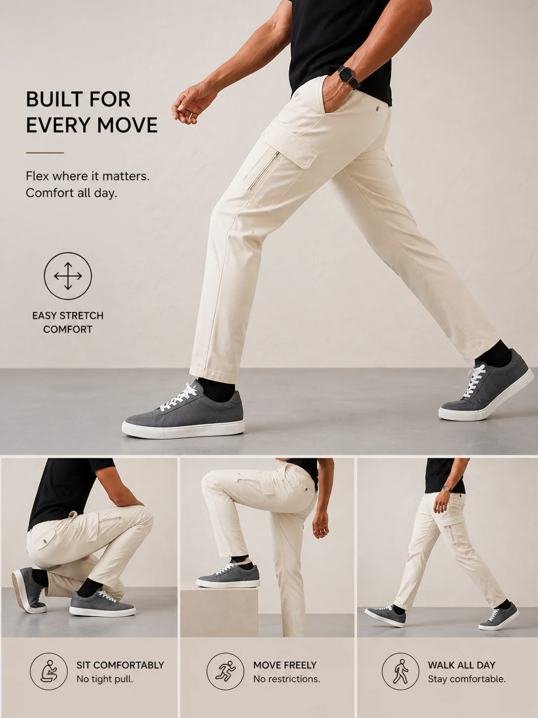 The Regular Fit Pro Cargo Pants - Off White - Image 6