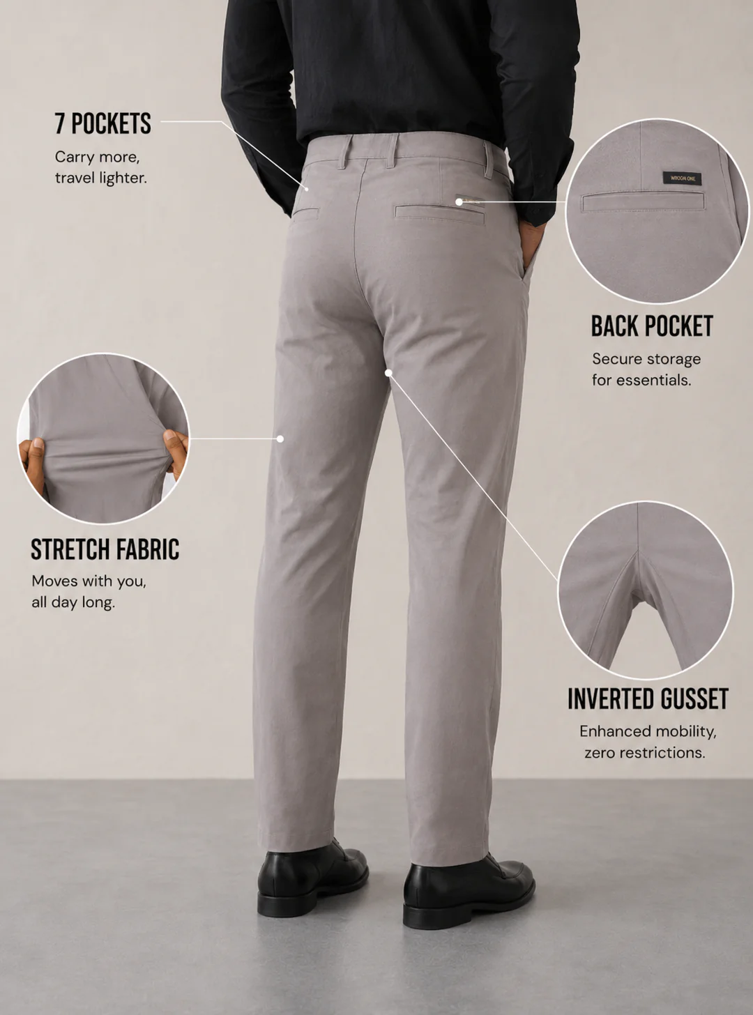 The Regular Fit Travel Chino - Grey - Image 5