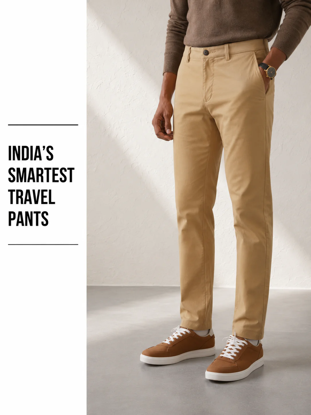 The Regular Fit Travel Chino - Khaki - Image 3