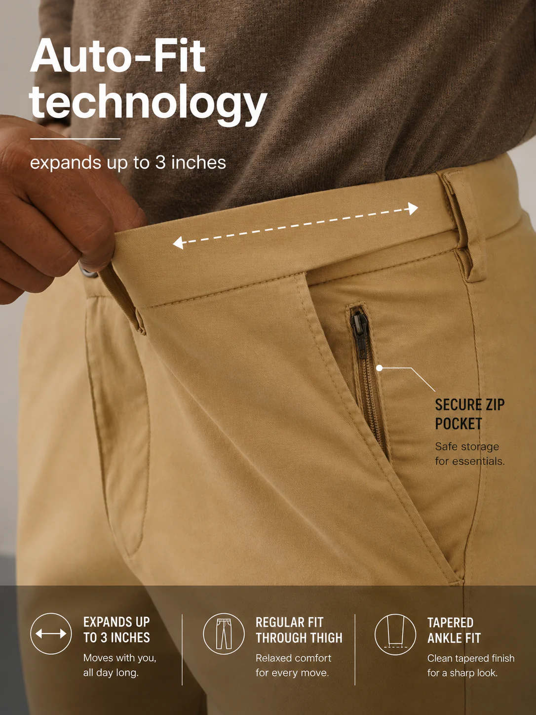 The Regular Fit Travel Chino - Khaki - Image 5