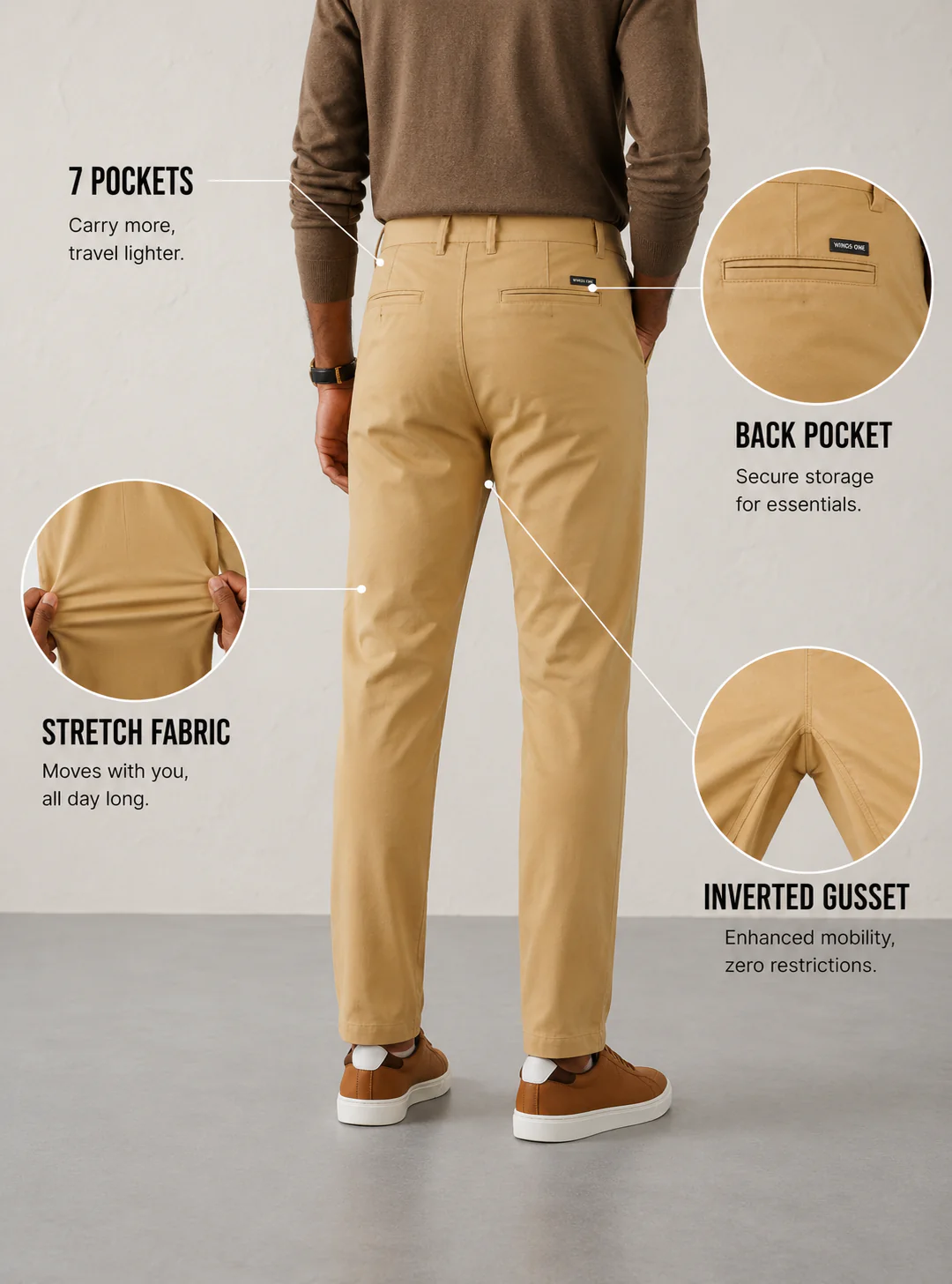 The Regular Fit Travel Chino - Khaki - Image 6