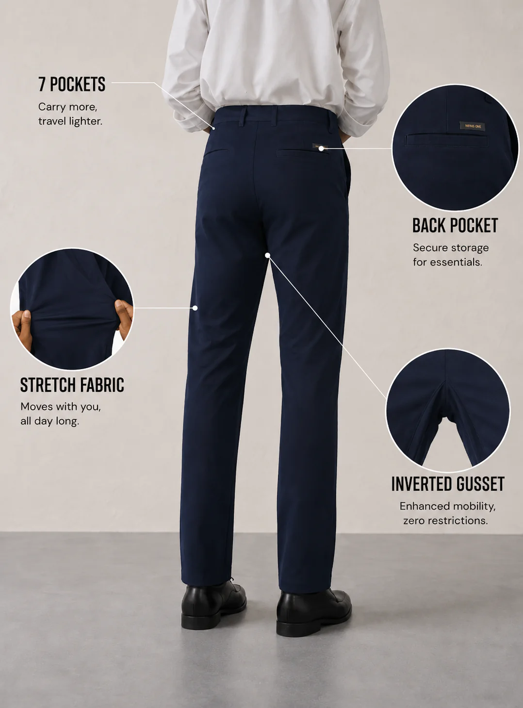 The Regular Fit Travel Chino - Navy - Image 6